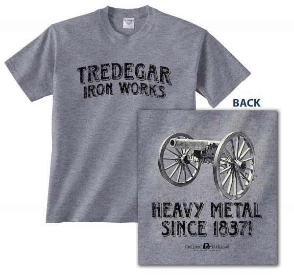 Grey tee shirt with ACWM Heavy Metal cannon logo
