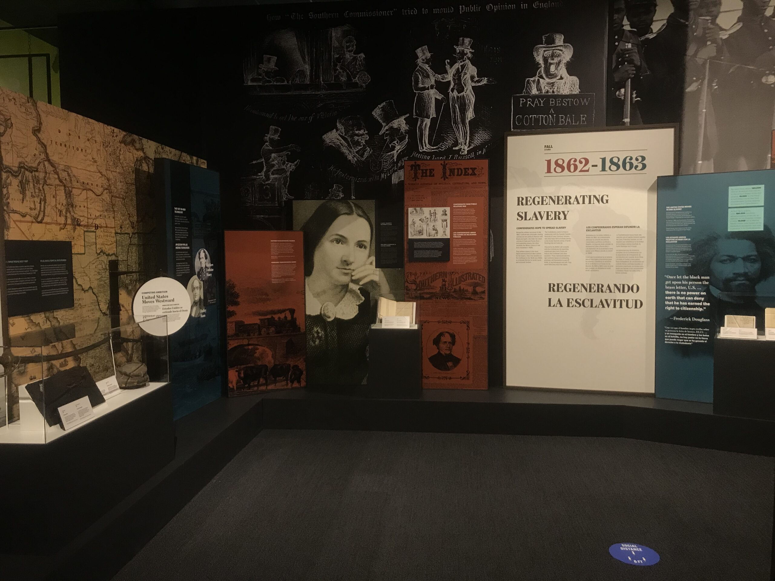 A wide shot of a room in the Southern Ambitions Exhibit.