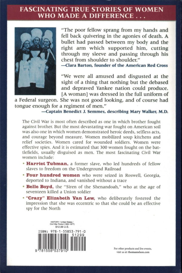 back cover of - amazing women of the civil war - by webb garrison