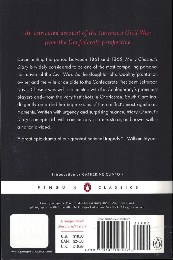 back cover of - mary chesnuts diary
