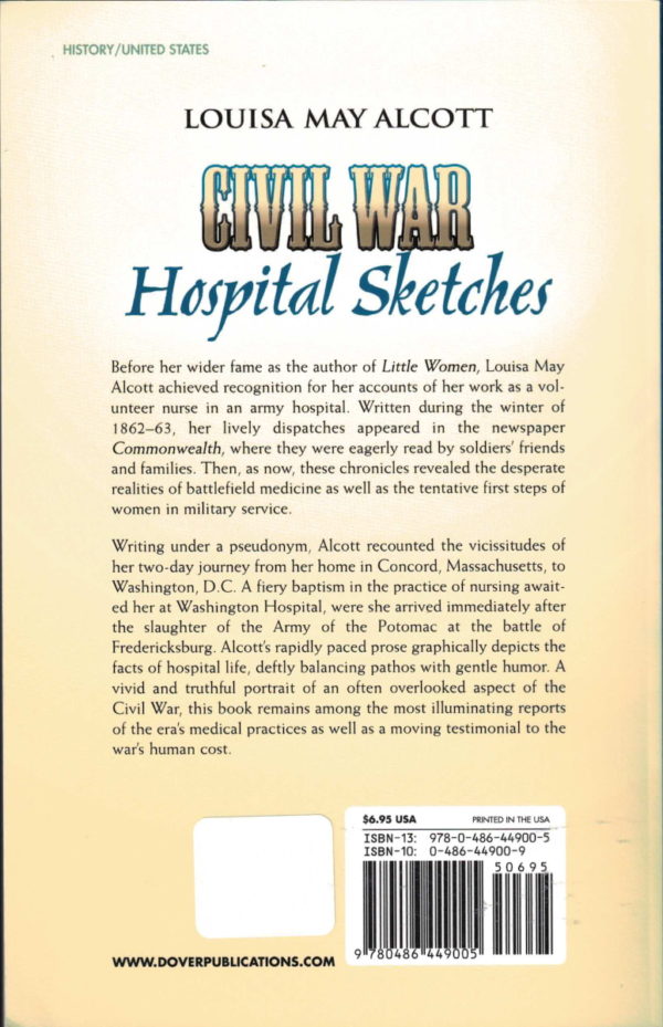 back cover of louisa may alcotts civil war hospital sketches