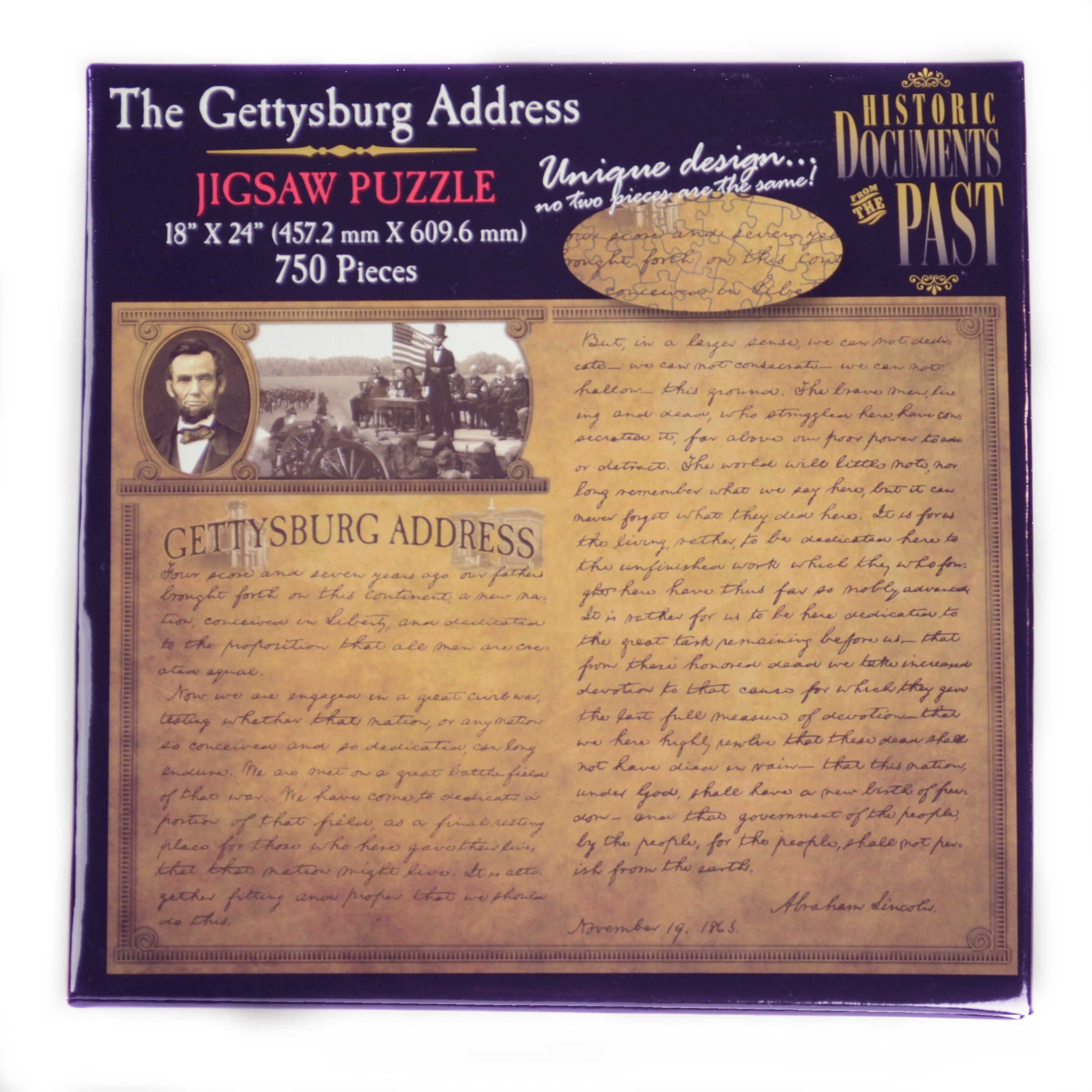 The Gettysburg Address 18" x 24" 750 Pieces Jigsaw Puzzle New Factory Sealed 