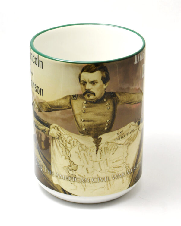 Mug featuring images of the 1864 Presidential Campaign from the ACWM motion picture